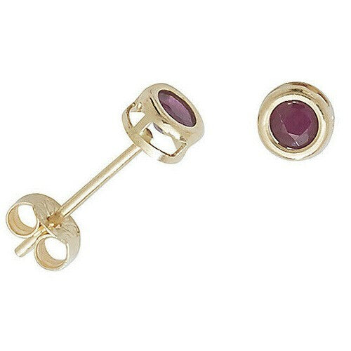 Yellow Gold Ruby Earrings Solitaire Natural Stone 375 9 Carat New Boxed