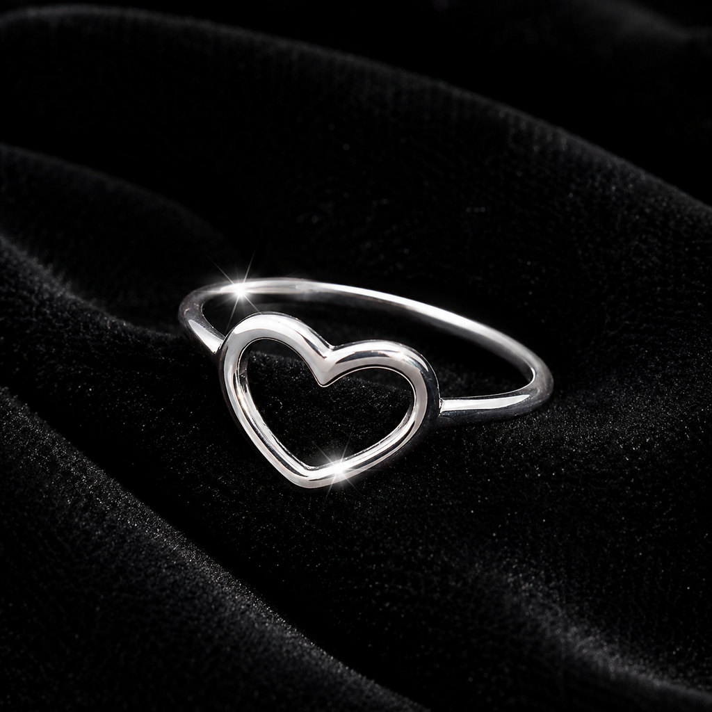 Open Heart Ring Sterling Silver 925 Hallmarked British Made Size K - R
