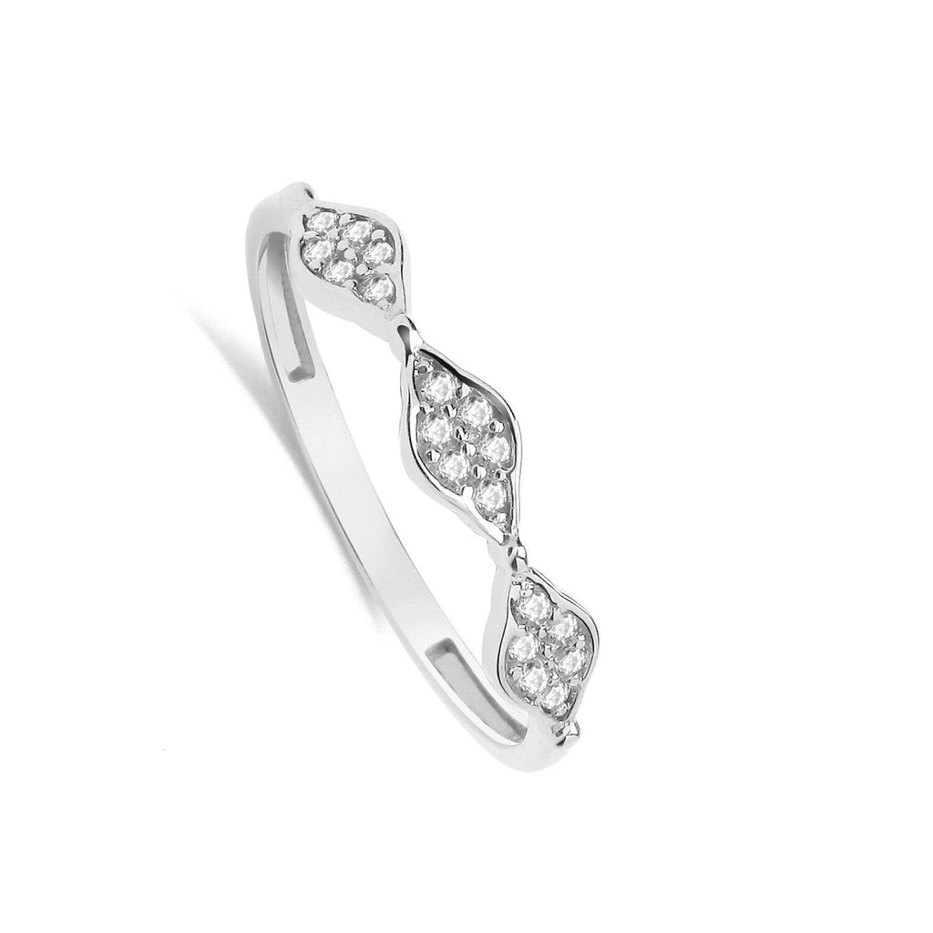 Fancy 14 Stone Ring 9ct White Gold Eternity Band Hallmarked Sizes J - T