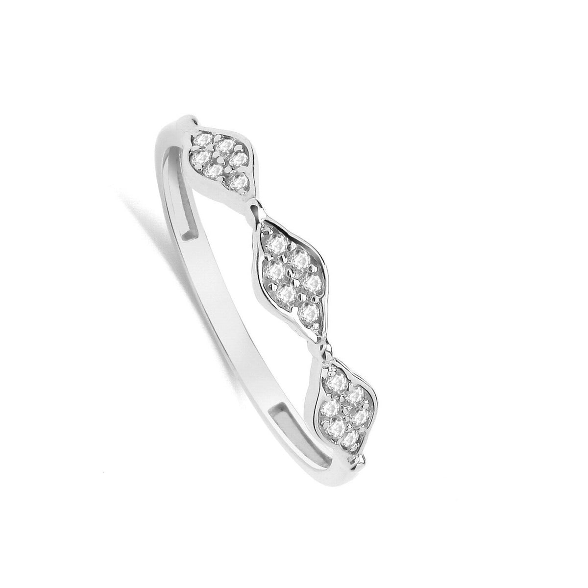 Fancy 14 Stone Ring 9ct White Gold Eternity Band Hallmarked Sizes J - T