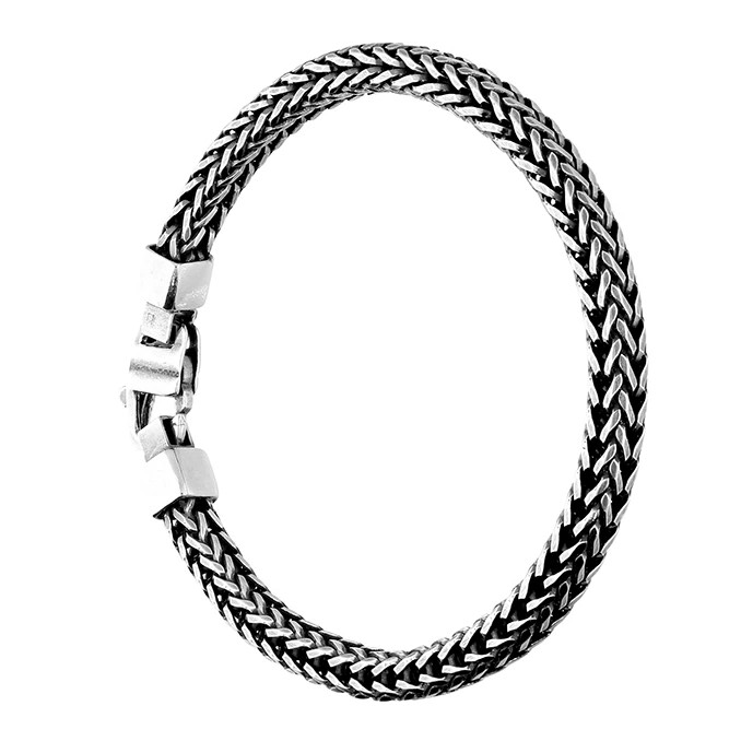 Heavy Gents Solid Sterling Silver Herringbone Bracelet British Made 925 Hallmark