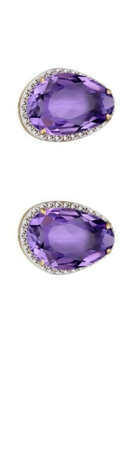 Irregular Shaped Amethyst Stud Earrings With Diamonds in 9ct Yellow Gold