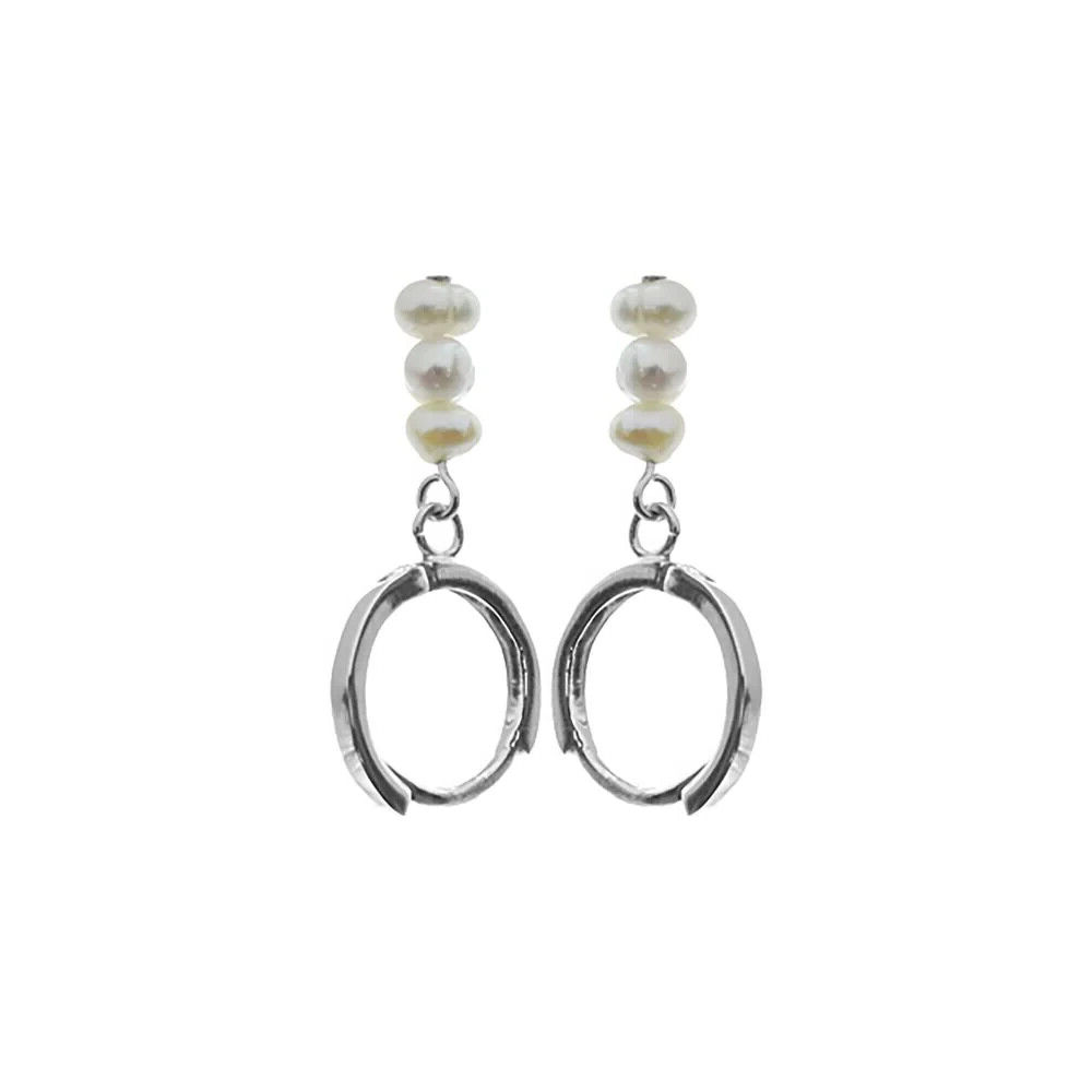 3 Natural Pearl Drop Hoop Earrings Sterling Silver 925 Hallmark Brand New Boxed