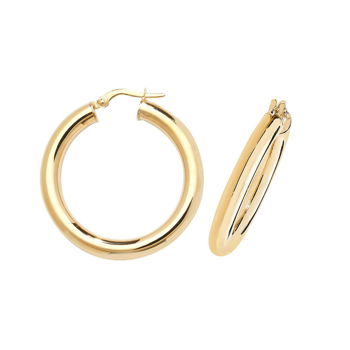 9ct Yellow Gold Tubed Hoop Earrings 375 Hallmarked 10mm - 60mm Diameter