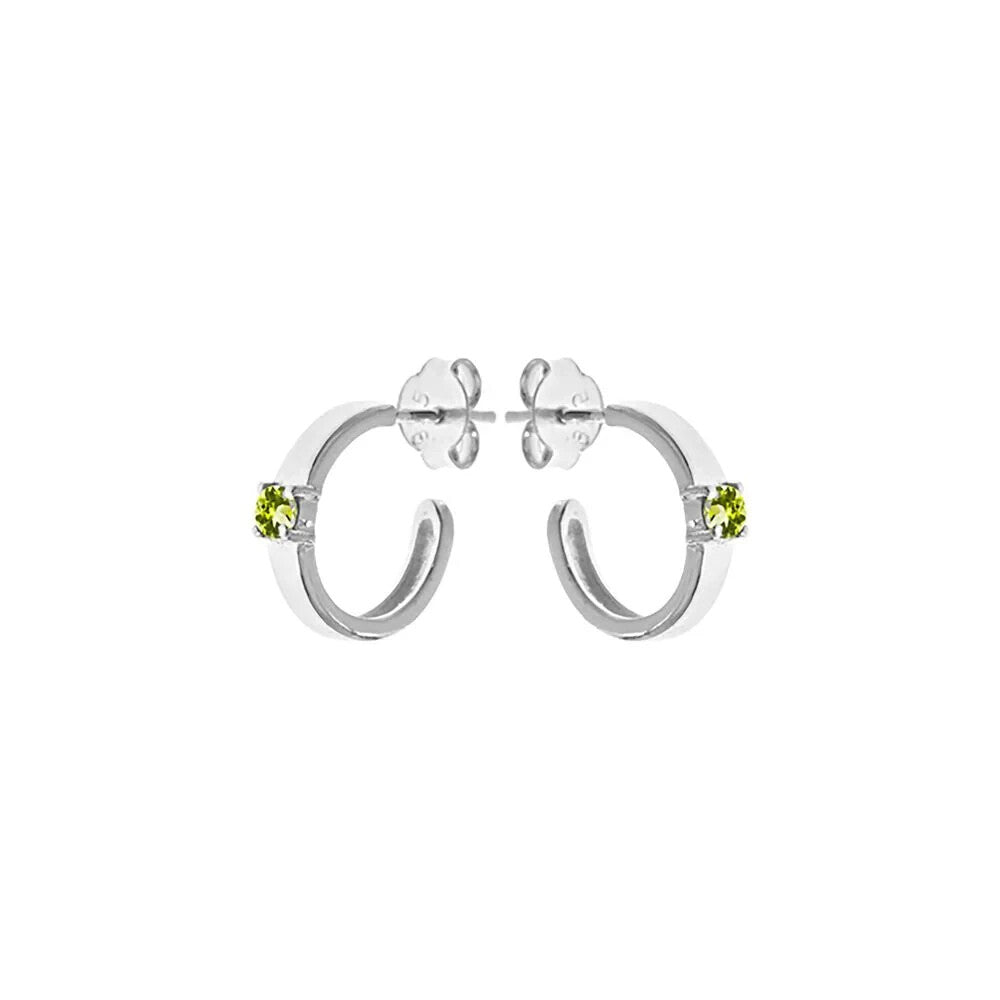 Peridot Huggie Hoop Earrings Sterling Silver 925 Hallmarked Brand New Boxed