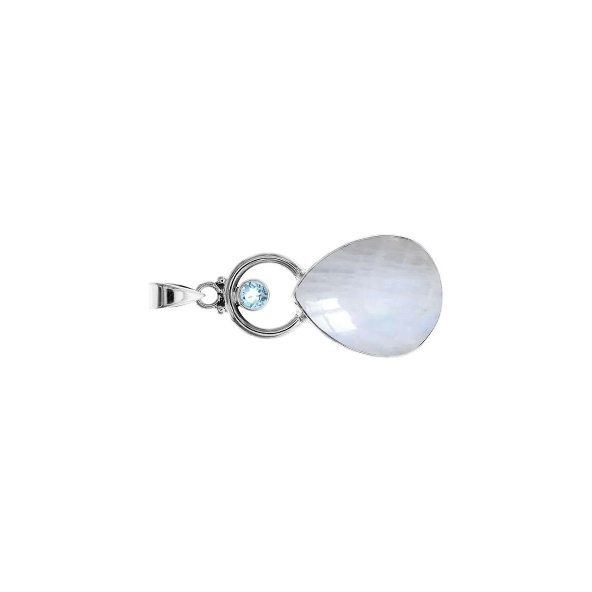 Topaz & Moonstone Hoop Pendant Sterling Silver 925 Hallmarked All Chain Lengths