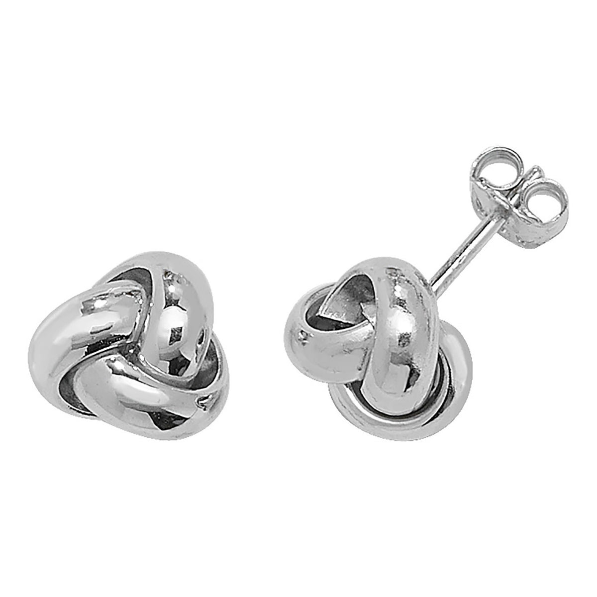 Statement Knot Stud Earrings 9ct White Gold 375 Hallmarked Brand New Boxed