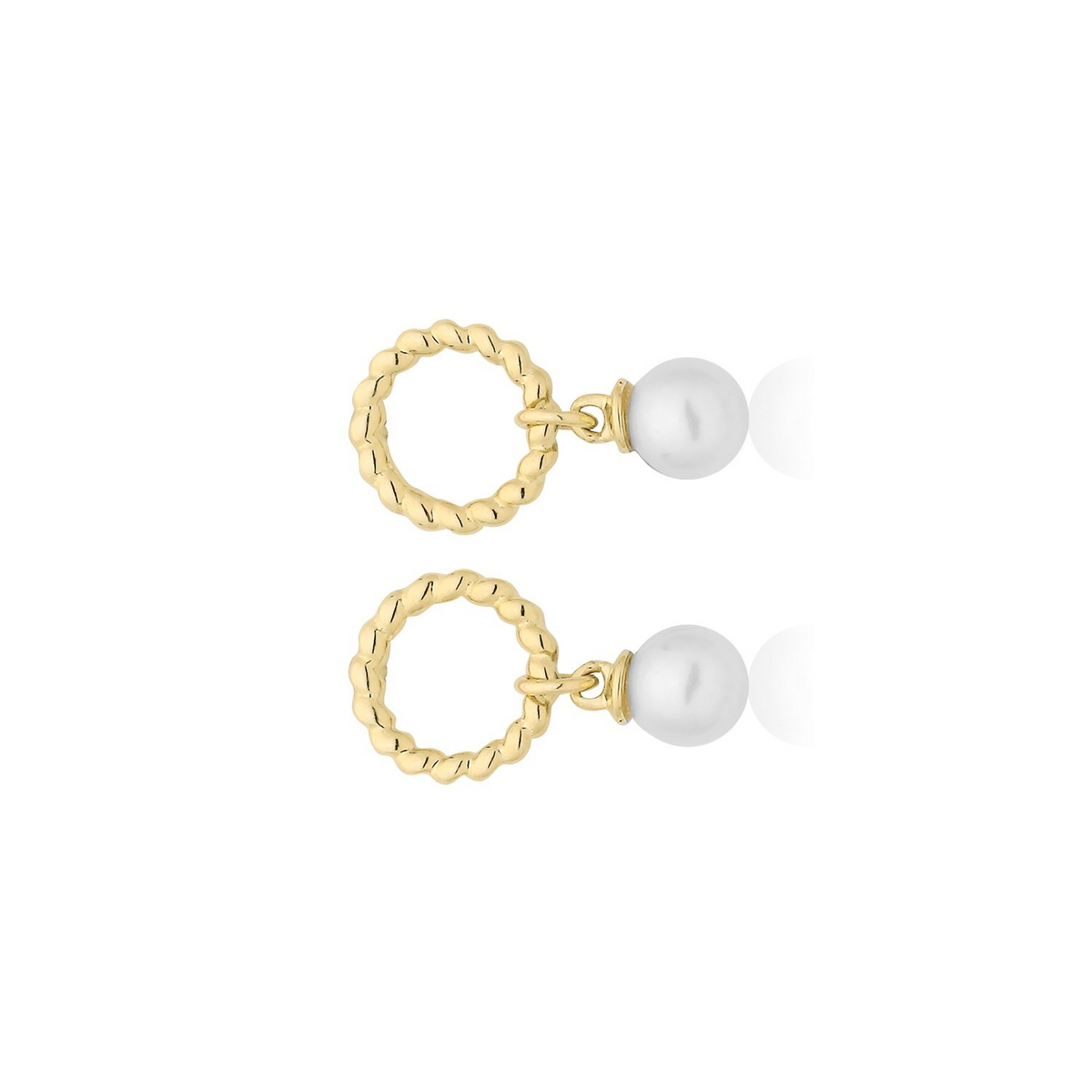 Natural Pearl Ribbon Drop Earrings 9ct Yellow Gold 375 Hallmarked Brand New