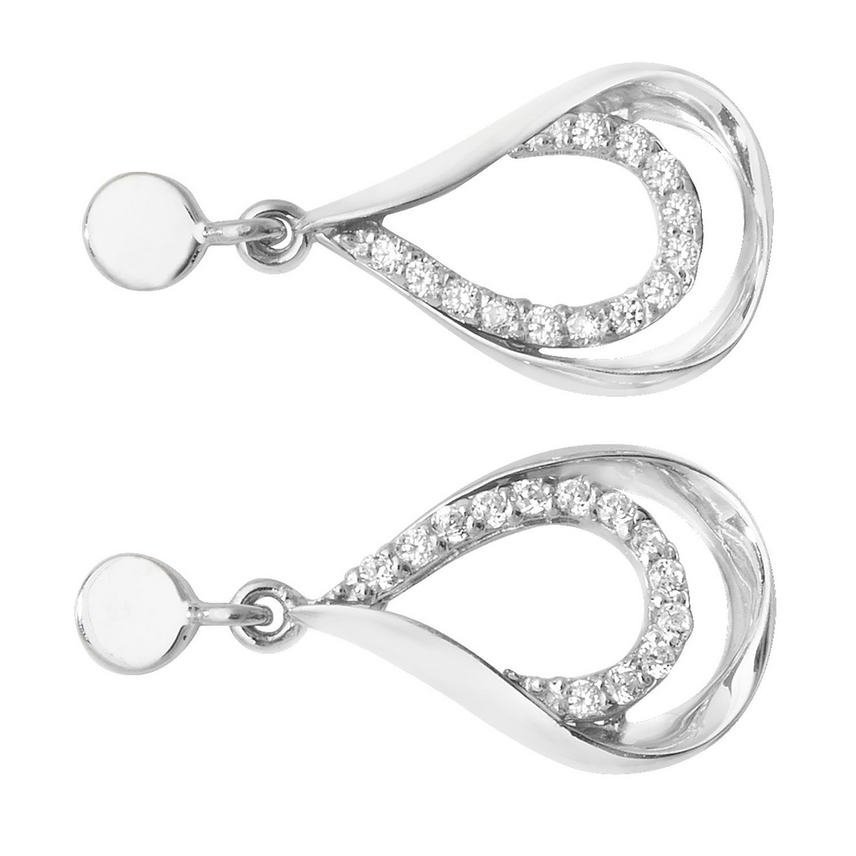 Channel Set Drop Earrings 9ct White Gold 375 Hallmarked Brand New Boxed