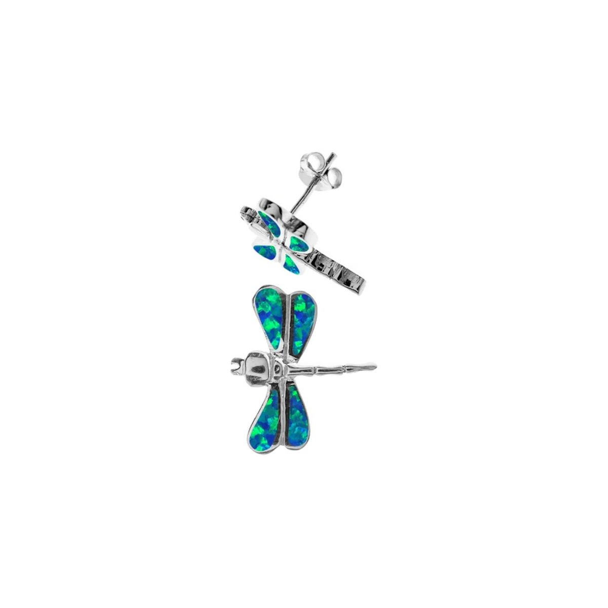 Natural Blue Opal Dragonfly Earrings Sterling Silver 925 Hallmarked Brand New