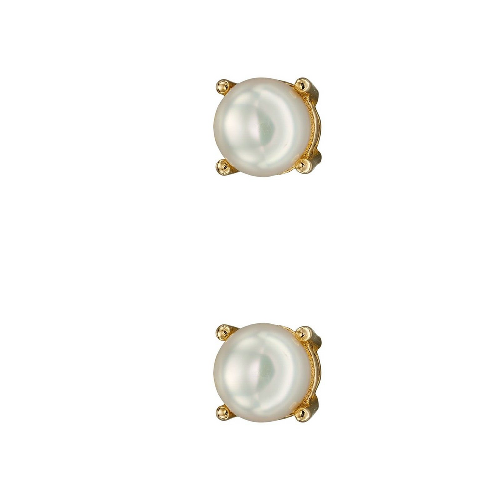 Natural Pearl June Stud Earrings 9ct Yellow Gold 375 Hallmark British Made