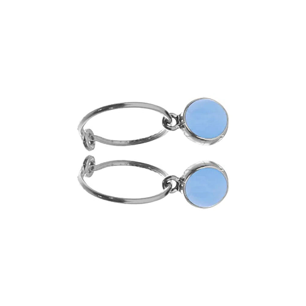Round Chalcedony Hoop Earrings Sterling Silver 925 Hallmarked Brand New Boxed