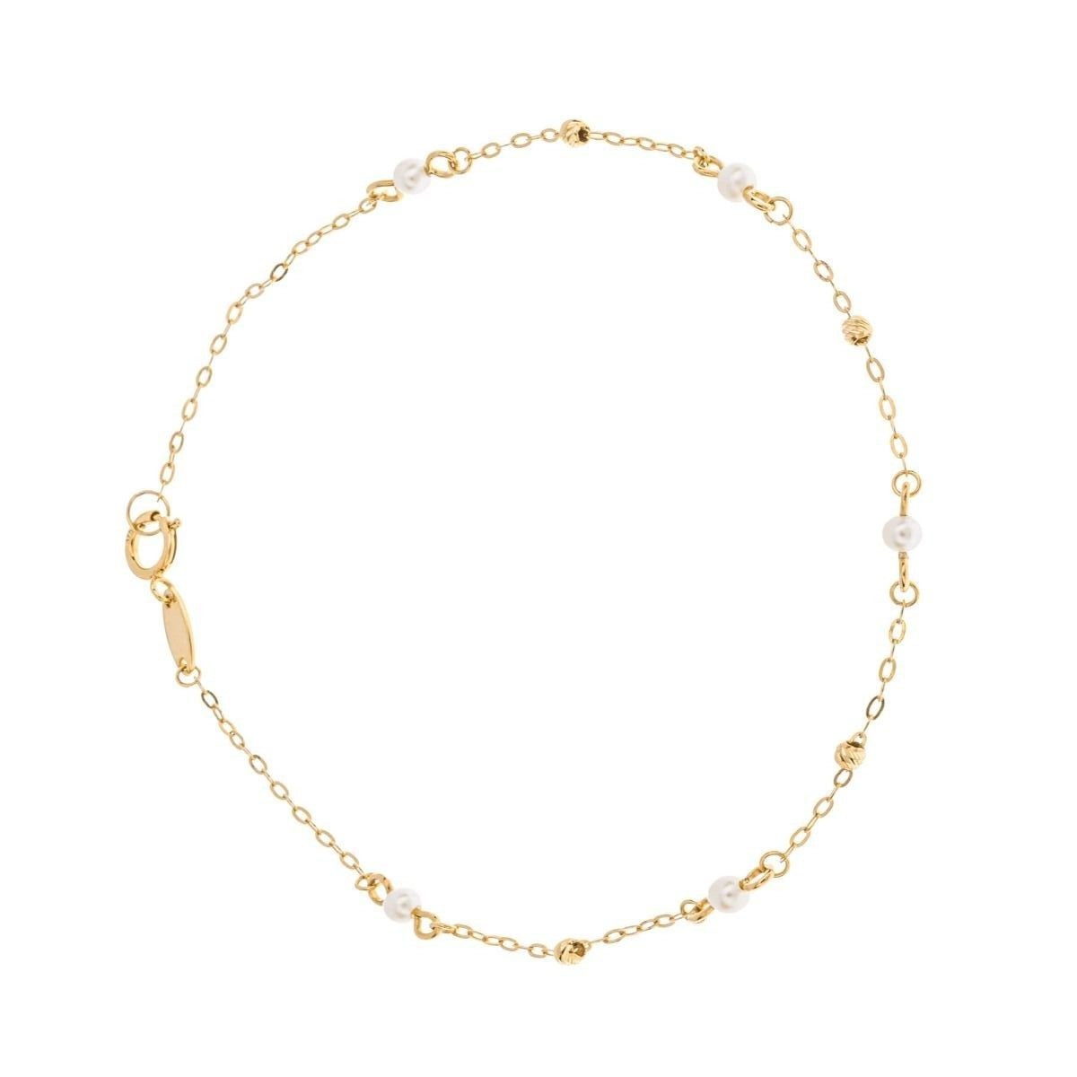 Pearl Trace Station Bracelet In 9ct Yellow Gold 375 Hallmarked British Made