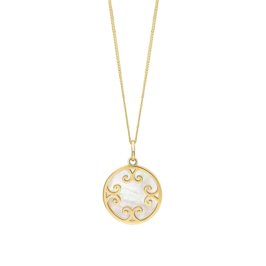9ct Yellow Gold Mother Of Pearl Pendant 375 Hallmarked British Made Brand New