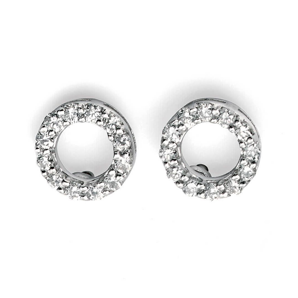 Open Circle Diamond Hoop Earrings 9ct White Gold 375 Hallmarked British Made