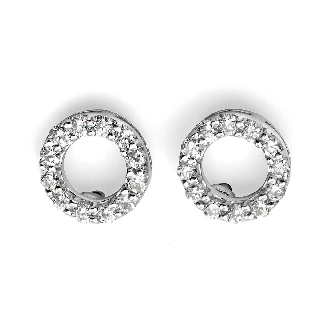 Open Circle Diamond Hoop Earrings 9ct White Gold 375 Hallmarked British Made