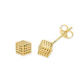 Dotted Cube Stud Earrings 9ct Yellow Gold 375 Hallmarked Brand New Boxed