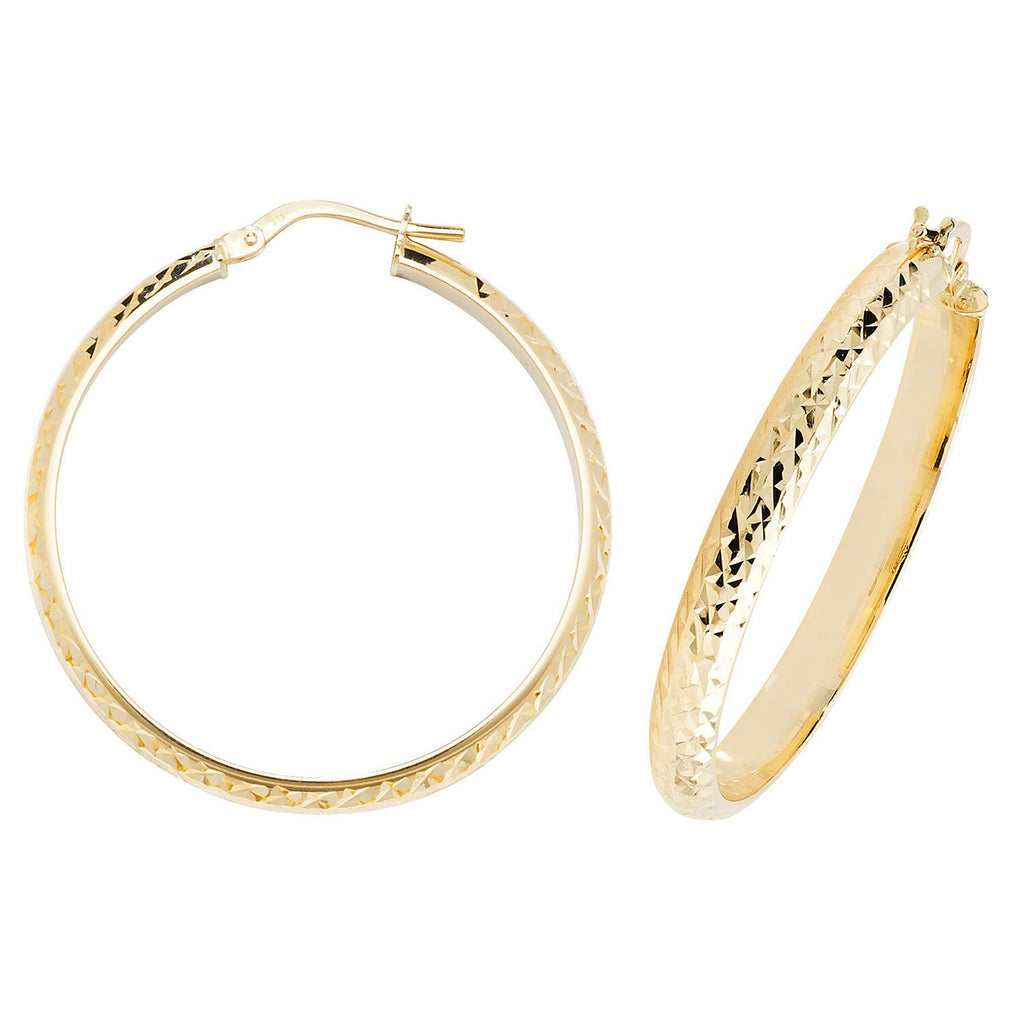 9ct Yellow Gold DC Hinged Hoop Earrings 375 Hallmarked 10mm - 30mm Diameter