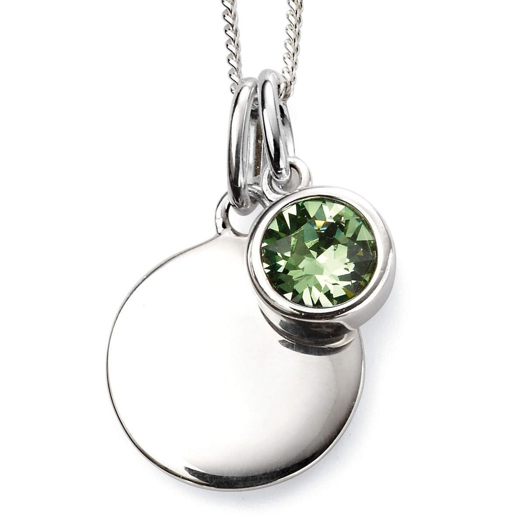 Engravable Solitaire Peridot Pendant and Earrings Set Solid Sterling Silver