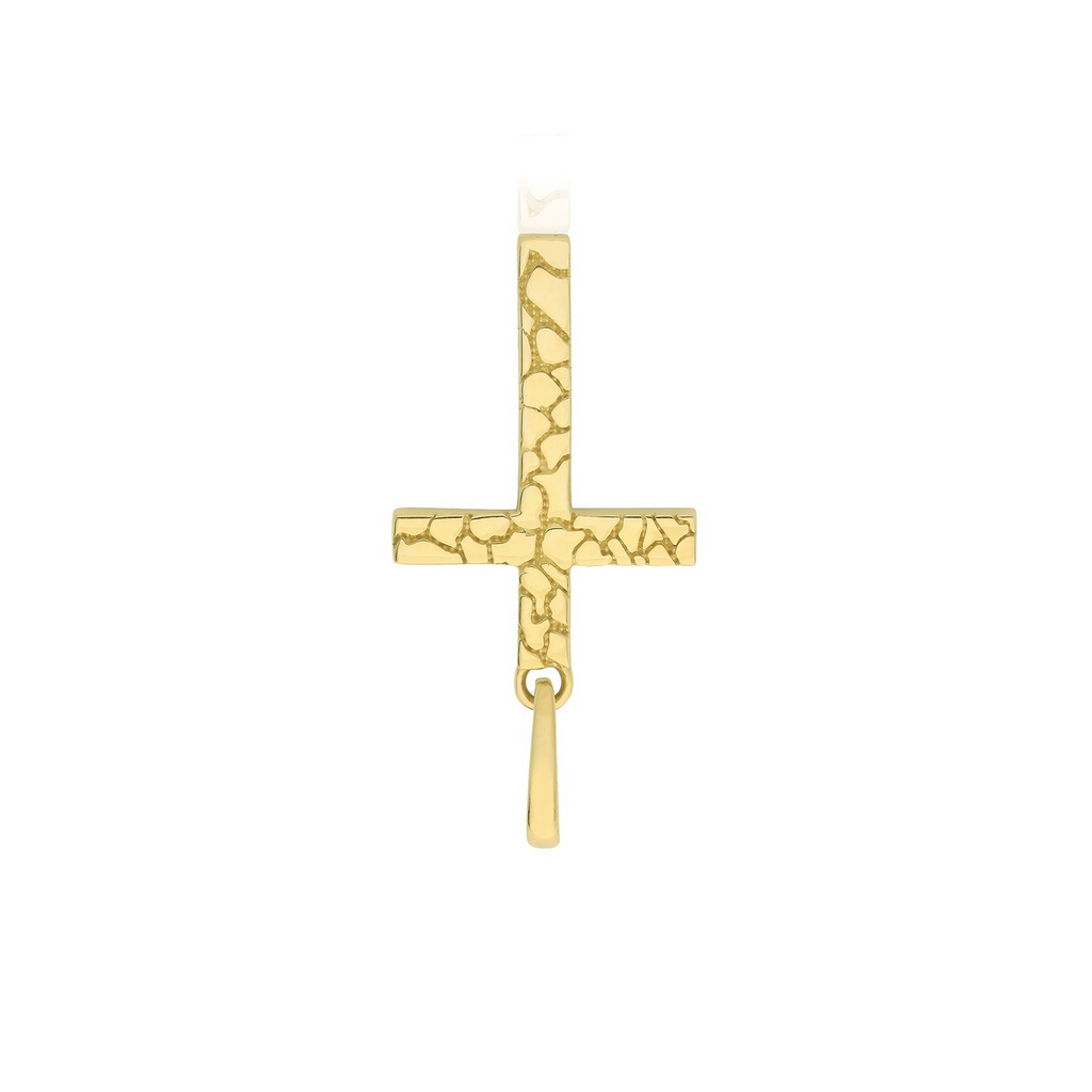 Yellow Gold Grooved Cross Pendant 375 Hallmarked All Chain Lengths British Made