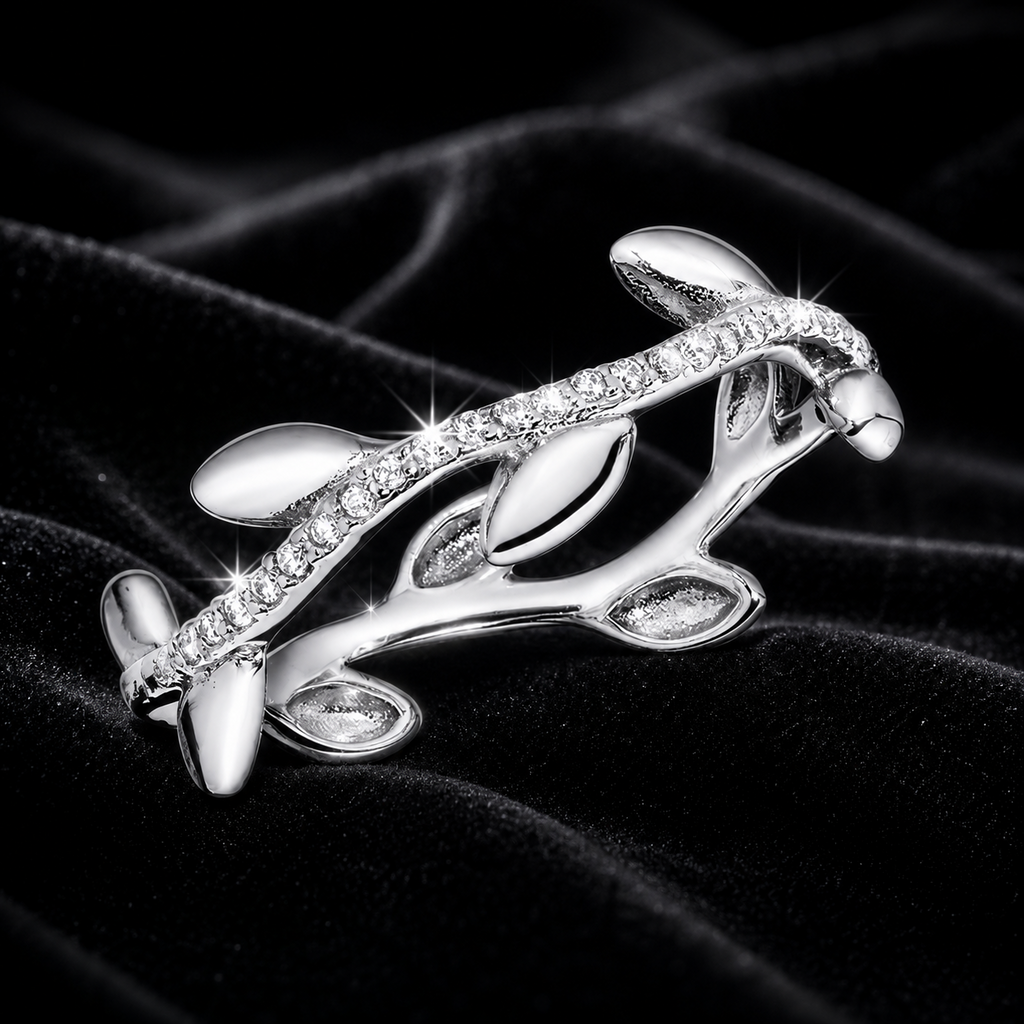 Sterling Silver Leaf Vine Ring Anniversary Gemstone 925 Hallmarked Size J - T