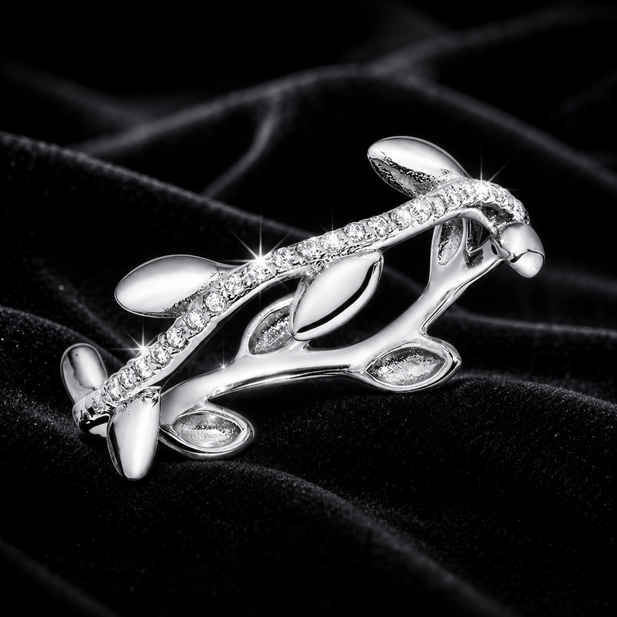 Sterling Silver Leaf Vine Ring Anniversary Gemstone 925 Hallmarked Size J - T