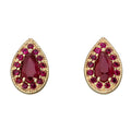 Ruby Teardrop Stud Earrings 9ct Yellow Gold 375 Hallmarked British Made