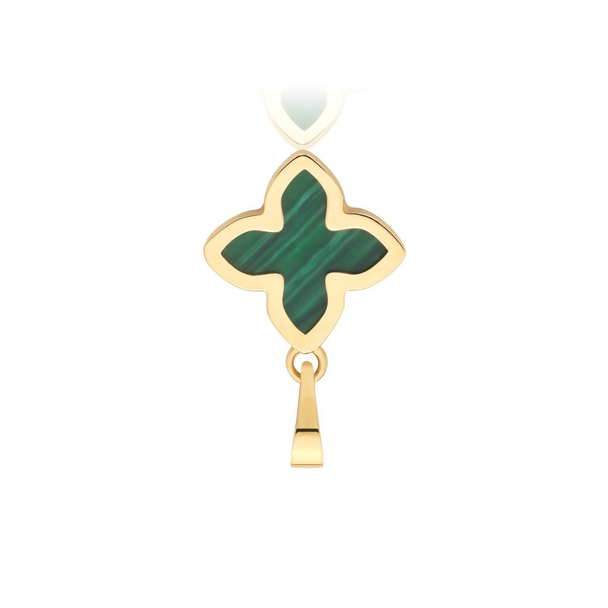 Floral Malachite 9ct Yellow Gold Pendant 375 Hallmarked All Chain Lengths