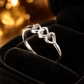 Sterling Silver Triple Heart Ring 925 Hallmarked Size K - S British Made