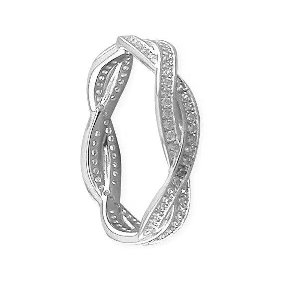 Entwined Eternity Ring Sterling Silver 925 Hallmarked British Made Size K - S