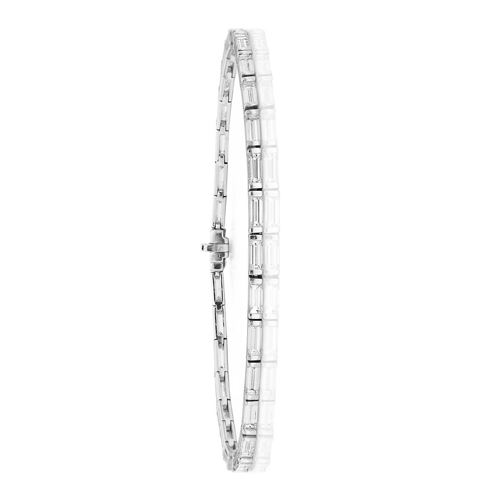 Baguette Natural Diamond 18ct White Gold Bracelet 375 Hallmarked British Made