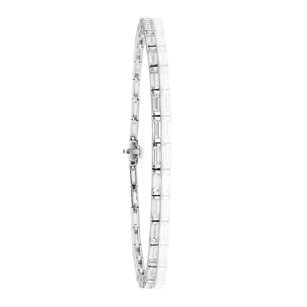 Baguette Natural Diamond 18ct White Gold Bracelet 375 Hallmarked British Made