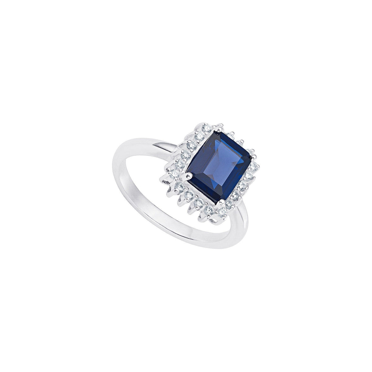 Sterling Silver Halo Sapphire Ring  925 Hallmarked British Made Sizes J - R