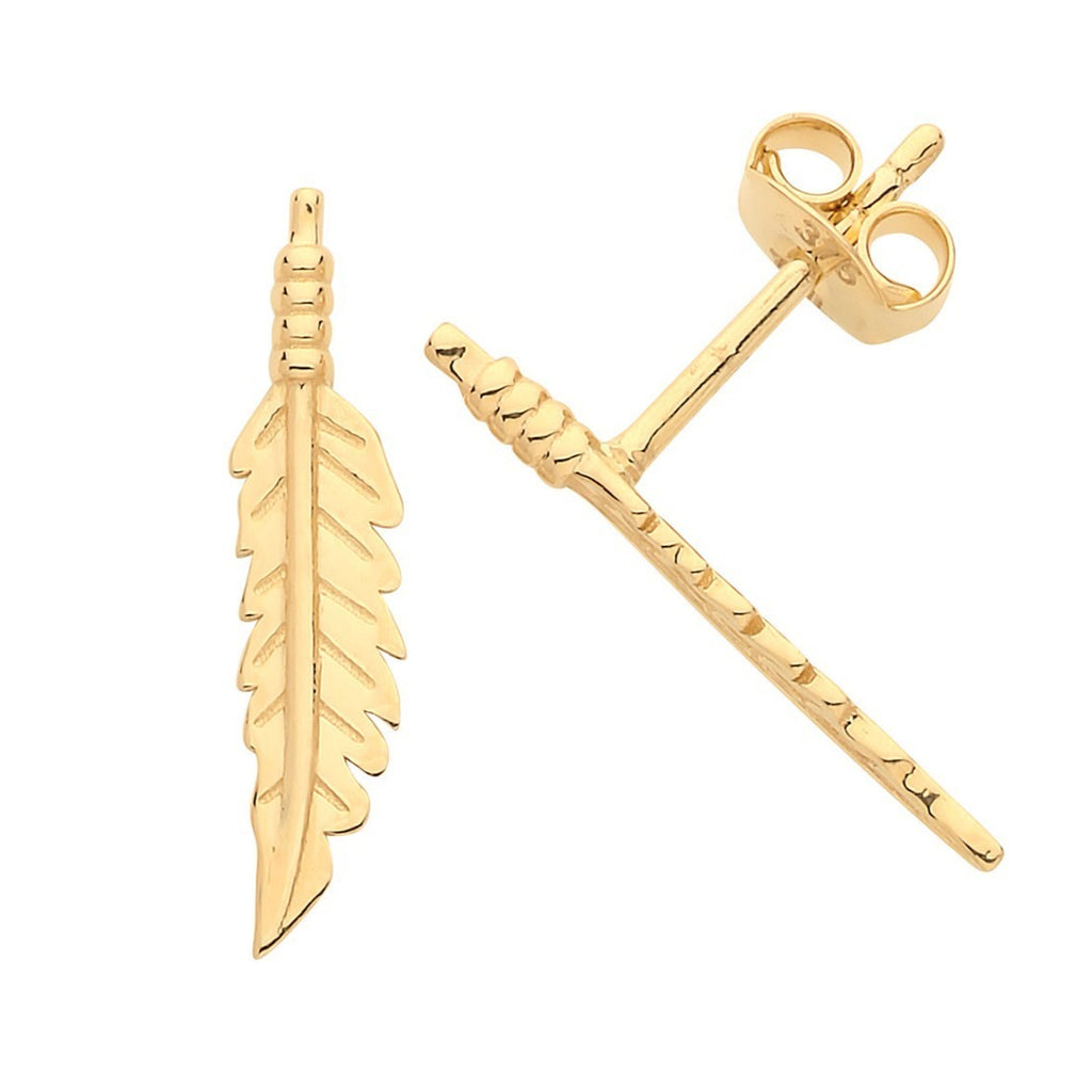 Statement Leaf Stud Earrings 9ct Yellow Gold 375 Hallmarked Brand New Boxed