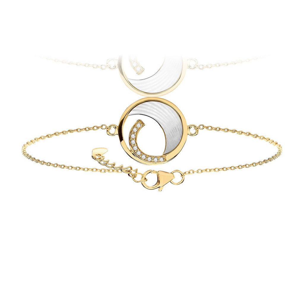 Mother of Pearl Moon Bracelet 9ct Yellow Gold Plated Hallmarked Brand New Boxed