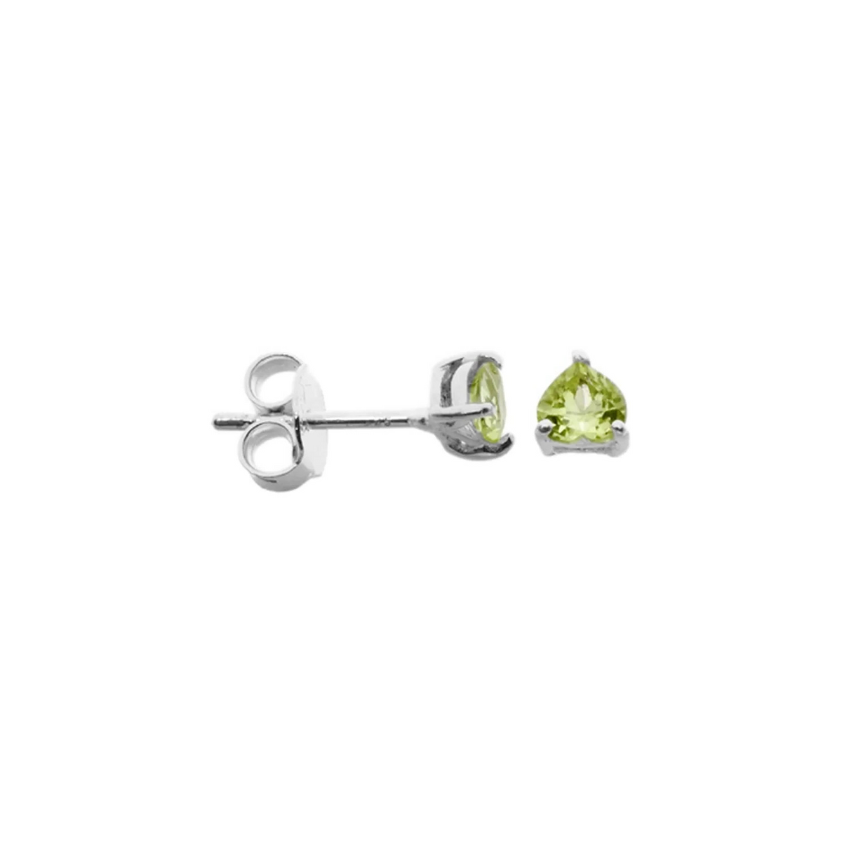 Heart Natural Perdiot Stud Earrings Sterling Silver 925 Hallmarked British Made