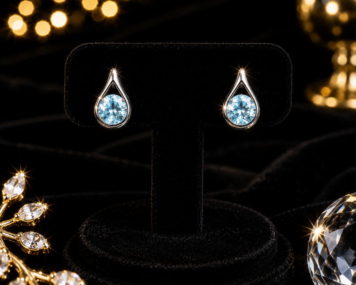 Blue Topaz Teardrop Earrings Sterling Silver 925 Hallmarked Brand New Boxed