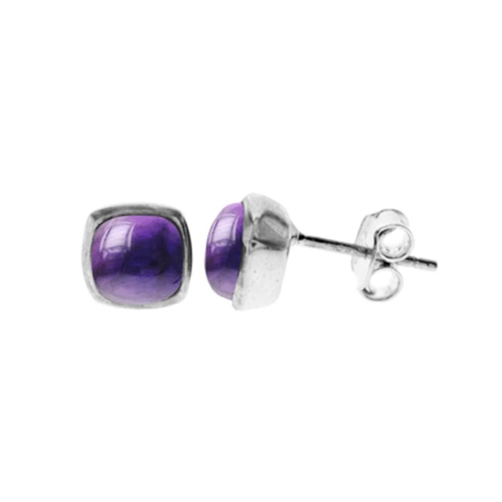 Natural Amethyst Squircle Earrings Sterling Silver 925 Hallmarked Brand New
