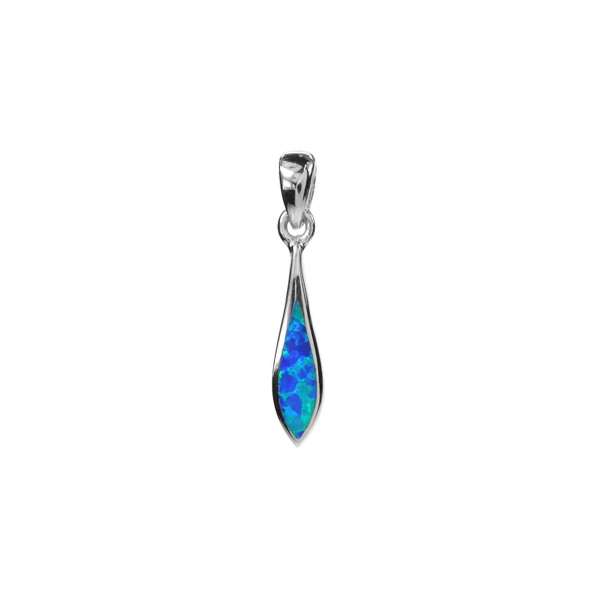 Elongated Blue Opal Pendant Sterling Silver 925 Hallmarked All Chain Lengths