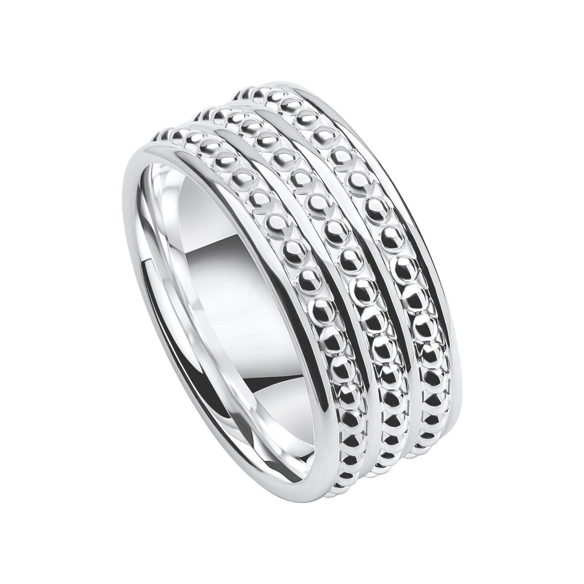 Ladies Wide Millegrain Band Ring 925 Hallmarked British Made Sizes K - N