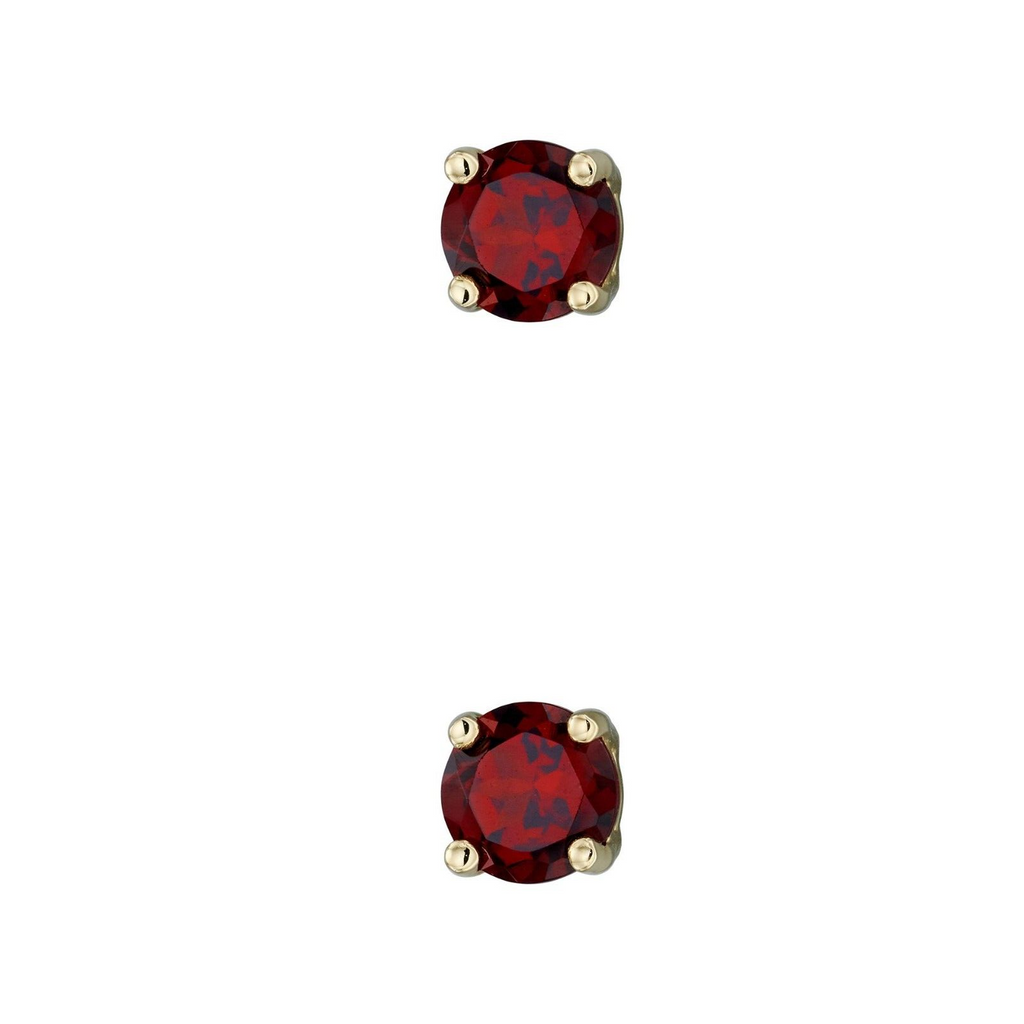 Natural Garnet January Stud Earrings 9ct Yellow Gold 375 Hallmarked British Made