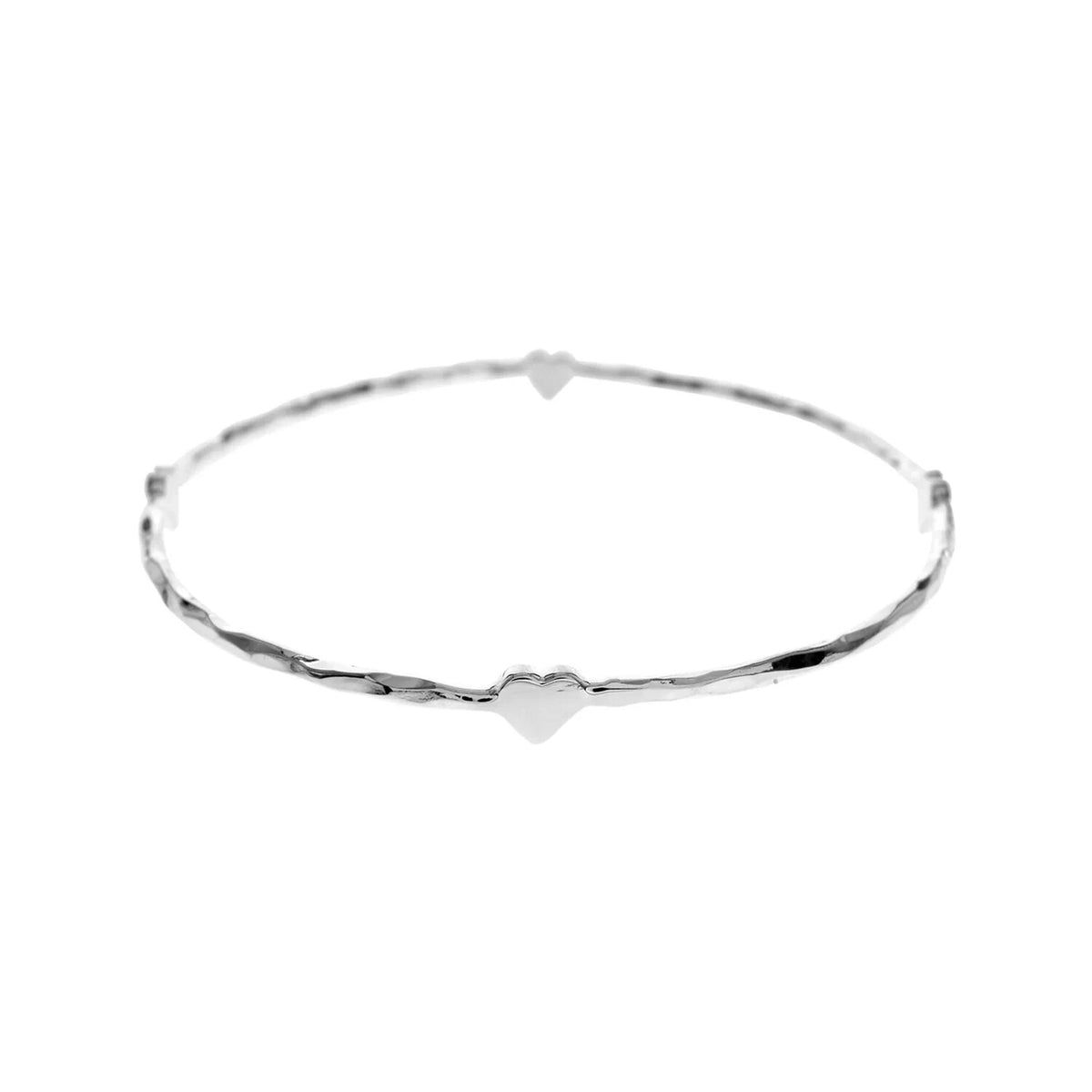 Sterling Silver Hammered Heart Bangle British Made 925 Hallmark Brand New Boxed