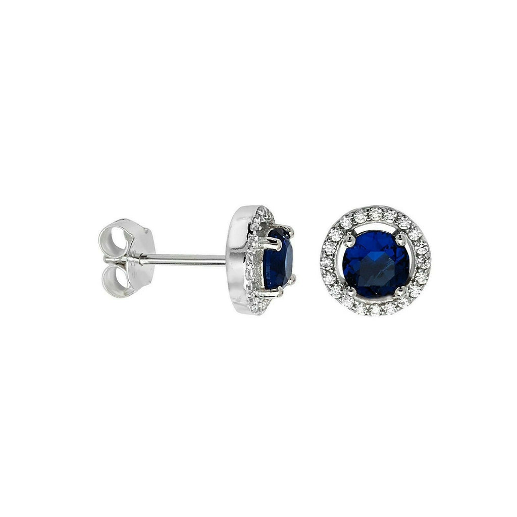 Sapphire Gemstone Earrings Solid Sterling Silver 925 Hallmark Brand New Boxed