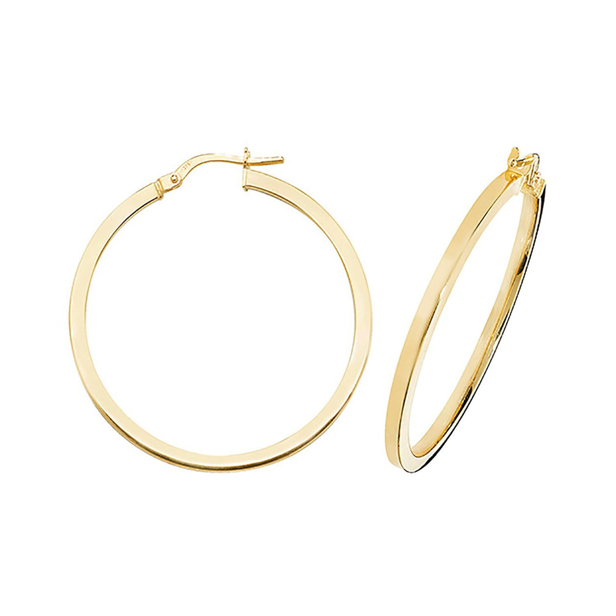 9ct Yellow Gold Hoop Earrings 375 Hallmarked 8mm - 50mm Diameter British Made