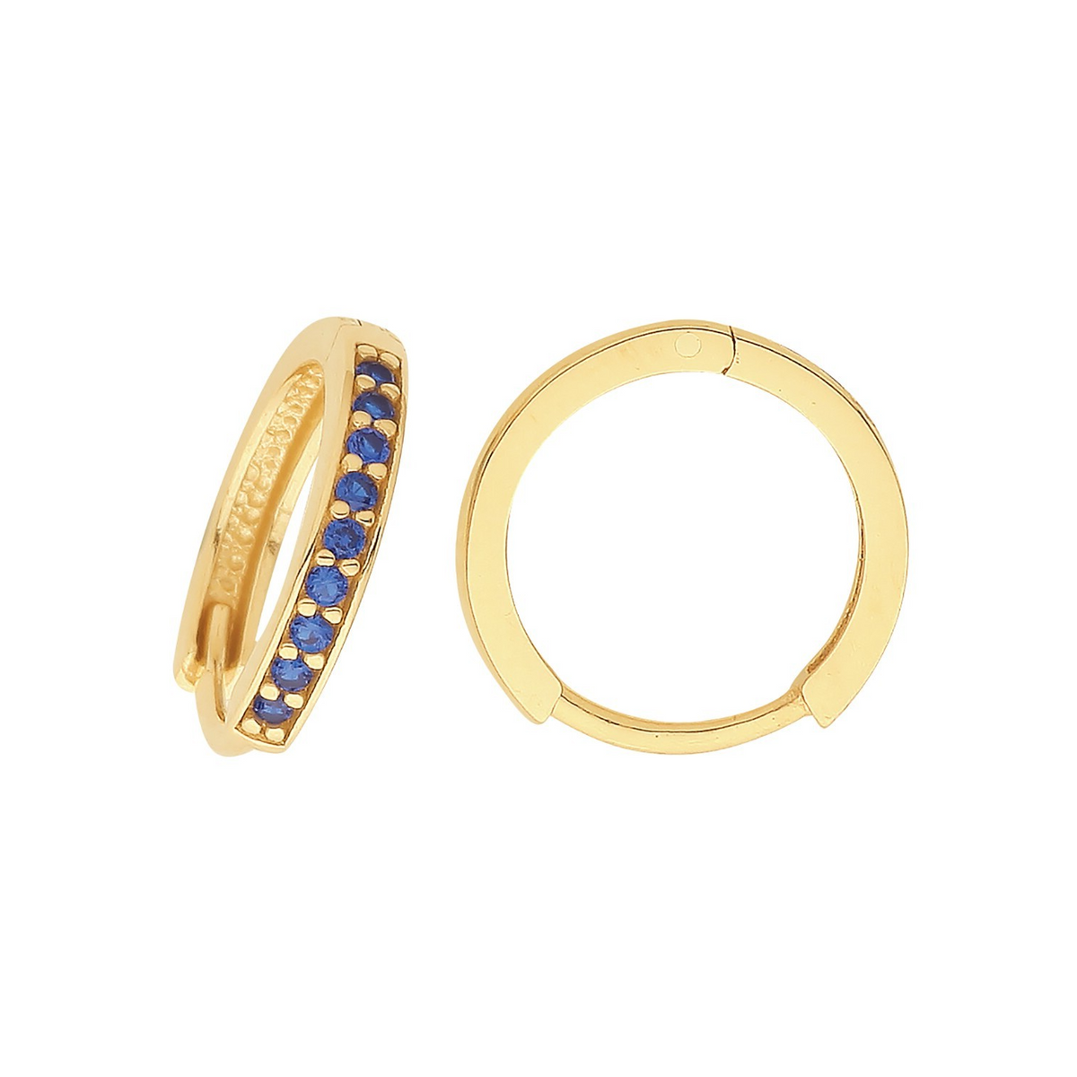 9ct Yellow Gold Sapphire Hoop Earrings British Made 375 Hallmark Brand New Boxed
