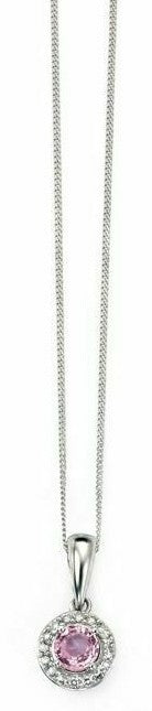 Pink Sapphire and Diamond Pendant 9ct White Gold 375 Hallmarked British Made