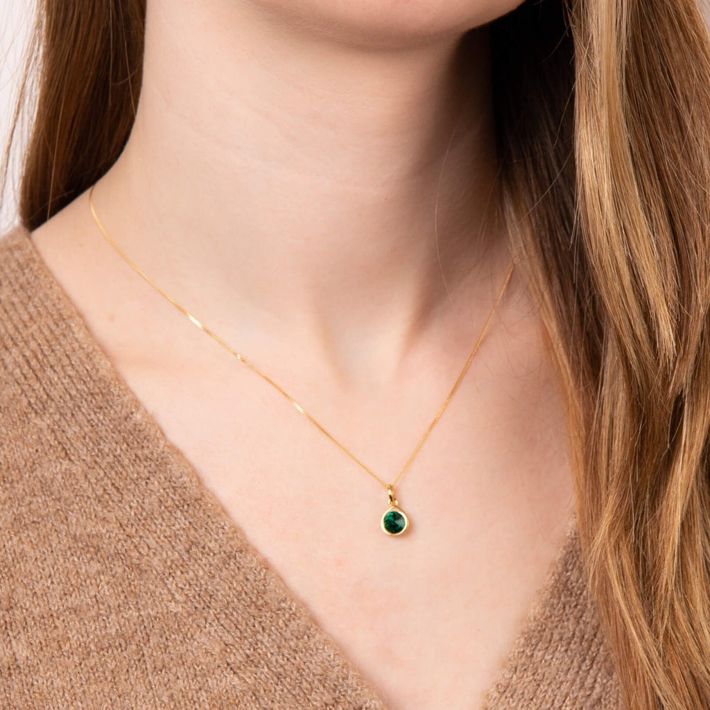 Emerald Teardrop Pendant 9ct Yellow Gold Plated Hallmarked All Chain Lengths