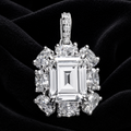 Empire Baguette Zircon Pendant Sterling Silver 925 Hallmarked All Chain Lengths