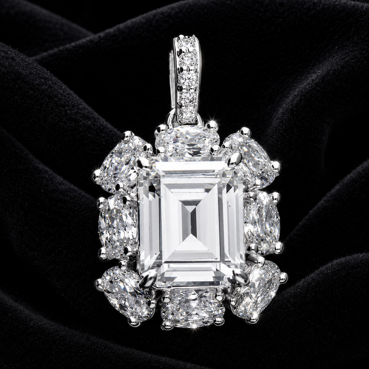 Empire Baguette Zircon Pendant Sterling Silver 925 Hallmarked All Chain Lengths