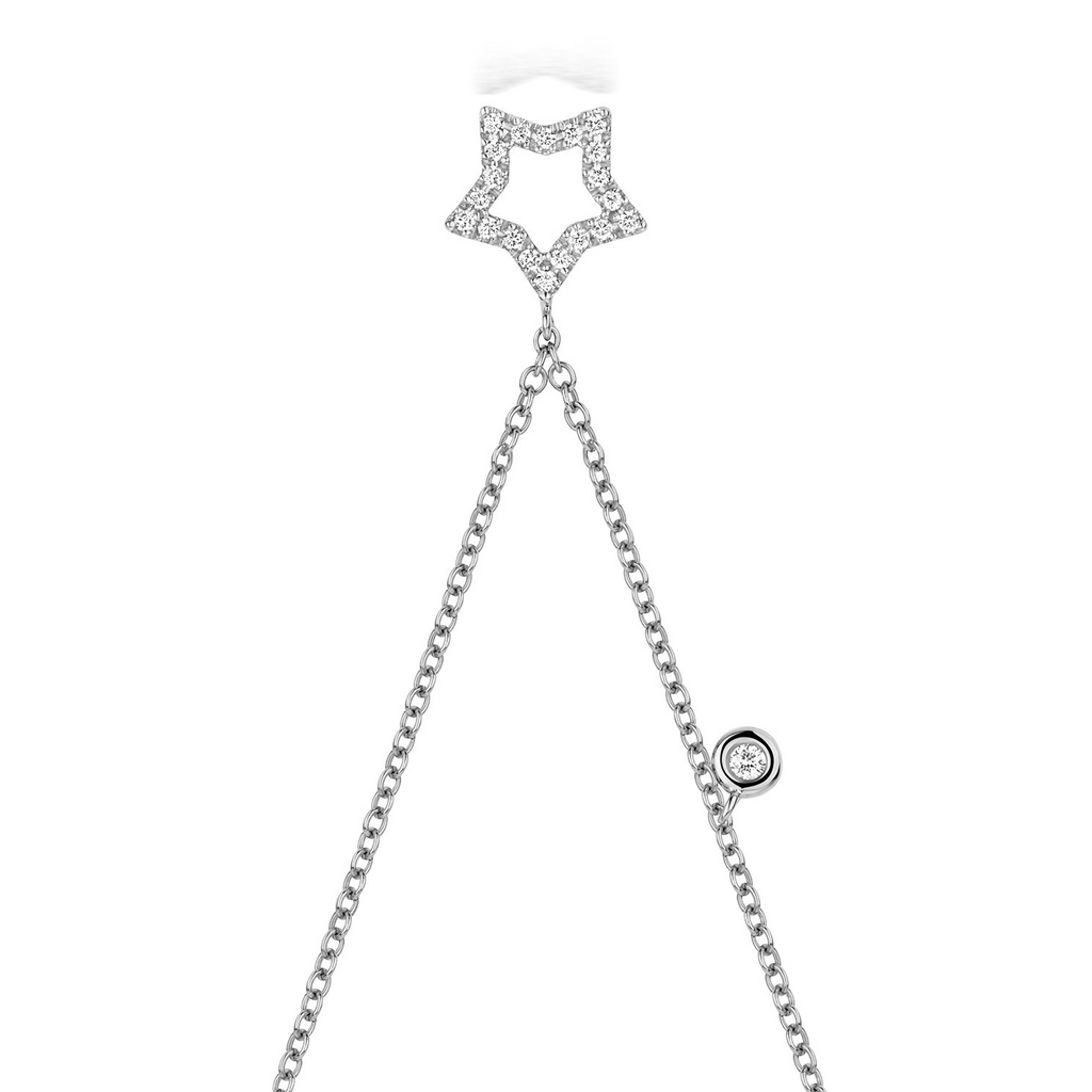 21 Natural Diamond Star Necklace 18ct White Gold Hallmarked British Made